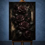 Burgundy & Ivory Dark Rose Wall Art Canvas Print - Image 2
