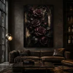 Burgundy & Ivory Dark Rose Wall Art Canvas Print - Image 5
