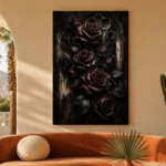 Burgundy & Ivory Dark Rose Wall Art Canvas Print - Image 6