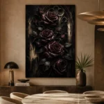 Burgundy & Ivory Dark Rose Wall Art Canvas Print - Image 7
