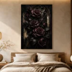 Burgundy & Ivory Dark Rose Wall Art Canvas Print - Image 8
