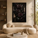 Burgundy & Ivory Dark Rose Wall Art Canvas Print - Image 9