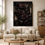 Burgundy & Ivory Dark Rose Wall Art Canvas Print - Image 10