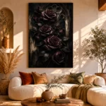 Burgundy & Ivory Dark Rose Wall Art Canvas Print - Image 11