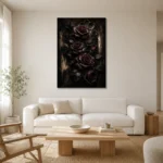 Burgundy & Ivory Dark Rose Wall Art Canvas Print styled in a refined neutral interior