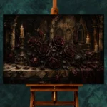 Burgundy & Deep Wine Dark Rose Wall Art Canvas Print - Image 2
