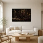 Burgundy & Deep Wine Dark Rose Wall Art Canvas Print styled in a refined neutral interior
