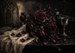 Burgundy & Charcoal Dark Rose Wall Art Canvas Print