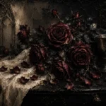 Burgundy & Charcoal Dark Rose Wall Art Canvas Print