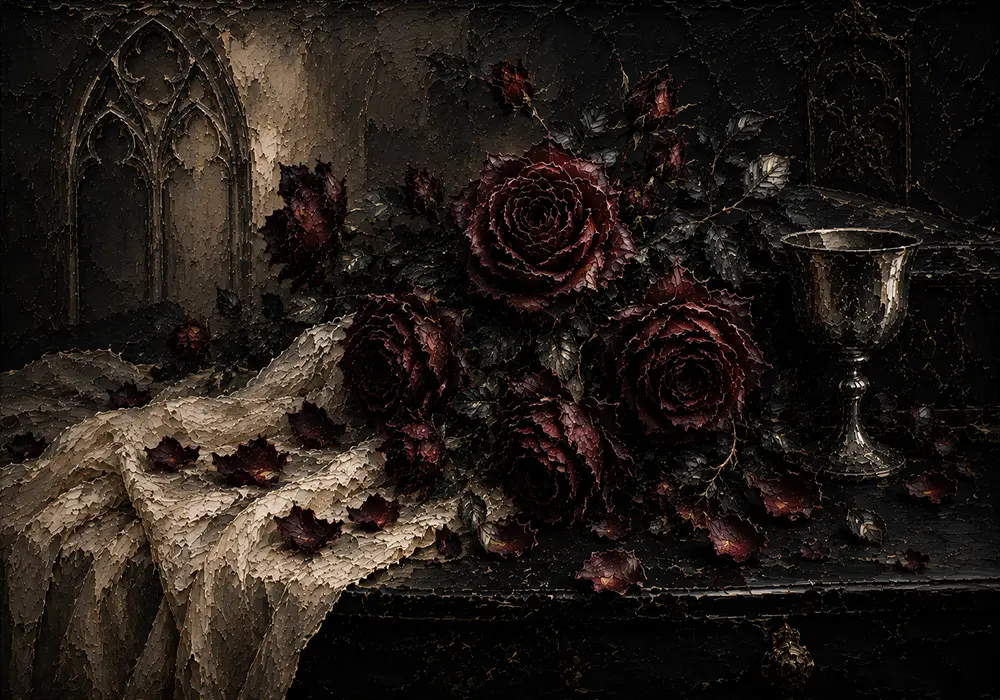 Burgundy & Charcoal Dark Rose Wall Art Canvas Print
