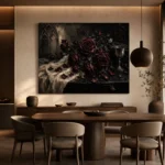 Burgundy & Charcoal Dark Rose Wall Art Canvas Print - Image 5