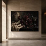 Burgundy & Charcoal Dark Rose Wall Art Canvas Print - Image 6