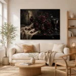 Burgundy & Charcoal Dark Rose Wall Art Canvas Print - Image 8