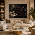 Burgundy & Charcoal Dark Rose Wall Art Canvas Print - Image 10