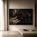 Burgundy & Charcoal Dark Rose Wall Art Canvas Print - Image 11