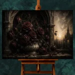 Burgundy & Muted Plum Dark Rose Gothic Wall Art Canvas Print - Image 2