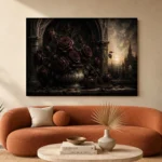 Burgundy & Muted Plum Dark Rose Gothic Wall Art Canvas Print - Image 3