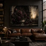 Burgundy & Muted Plum Dark Rose Gothic Wall Art Canvas Print - Image 4