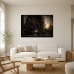 Burgundy & Muted Plum Dark Rose Gothic Wall Art Canvas Print styled in a refined neutral interior