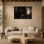 Burgundy & Muted Plum Dark Rose Gothic Wall Art Canvas Print presented in a sophisticated home setting