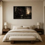 Burgundy & Muted Plum Dark Rose Gothic Wall Art Canvas Print showcased in an elegant minimalist interior