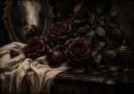 Burgundy & Soft Espresso Dark Rose Wall Art Canvas Print