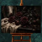 Burgundy & Soft Espresso Dark Rose Wall Art Canvas Print - Image 2