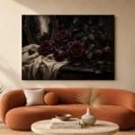 Burgundy & Soft Espresso Dark Rose Wall Art Canvas Print - Image 3