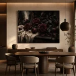 Burgundy & Soft Espresso Dark Rose Wall Art Canvas Print - Image 5