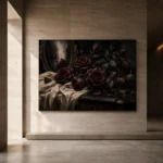 Burgundy & Soft Espresso Dark Rose Wall Art Canvas Print - Image 6