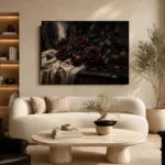 Burgundy & Soft Espresso Dark Rose Wall Art Canvas Print - Image 7