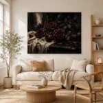 Burgundy & Soft Espresso Dark Rose Wall Art Canvas Print - Image 8