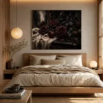 Burgundy & Soft Espresso Dark Rose Wall Art Canvas Print - Image 9