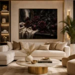 Burgundy & Soft Espresso Dark Rose Wall Art Canvas Print - Image 10