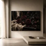 Burgundy & Soft Espresso Dark Rose Wall Art Canvas Print - Image 11