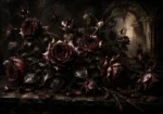 Burgundy & Smoky Brown Dark Rose Gothic Wall Art Canvas Print