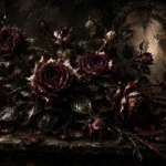 Burgundy & Smoky Brown Dark Rose Gothic Wall Art Canvas Print