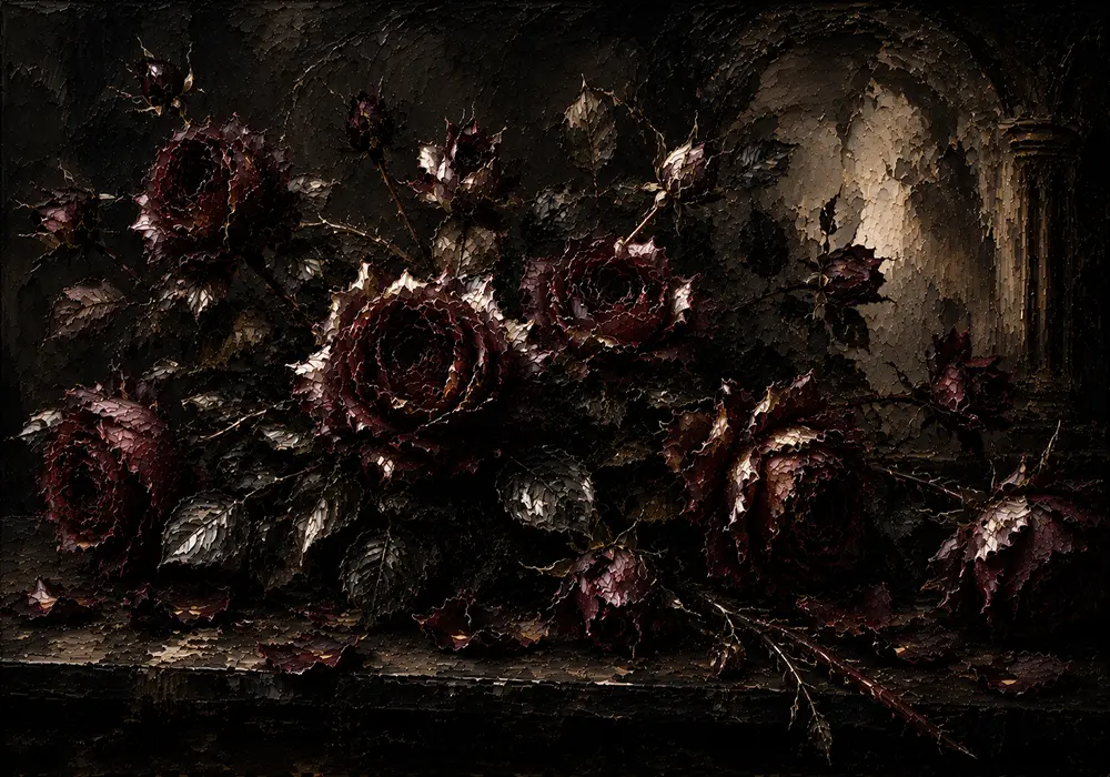 Burgundy & Smoky Brown Dark Rose Gothic Wall Art Canvas Print