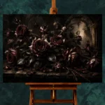 Burgundy & Smoky Brown Dark Rose Gothic Wall Art Canvas Print - Image 2