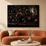Burgundy & Smoky Brown Dark Rose Gothic Wall Art Canvas Print - Image 3