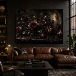 Burgundy & Smoky Brown Dark Rose Gothic Wall Art Canvas Print - Image 4