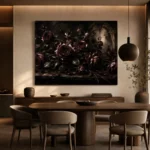 Burgundy & Smoky Brown Dark Rose Gothic Wall Art Canvas Print - Image 5