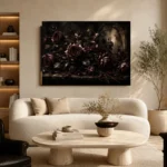 Burgundy & Smoky Brown Dark Rose Gothic Wall Art Canvas Print - Image 7