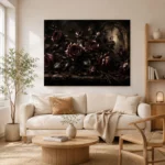 Burgundy & Smoky Brown Dark Rose Gothic Wall Art Canvas Print - Image 8