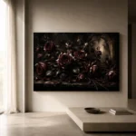 Burgundy & Smoky Brown Dark Rose Gothic Wall Art Canvas Print - Image 11