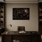 Burgundy & Smoky Brown Dark Rose Gothic Wall Art Canvas Print displayed in a contemporary gallery-inspired room