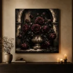 Burgundy & Ivory Dark Rose Gothic Wall Art Canvas Print - Image 6