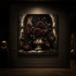 Burgundy & Ivory Dark Rose Gothic Wall Art Canvas Print - Image 7