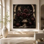 Burgundy & Ivory Dark Rose Gothic Wall Art Canvas Print - Image 8