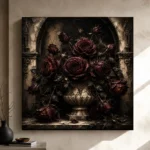 Burgundy & Ivory Dark Rose Gothic Wall Art Canvas Print - Image 9